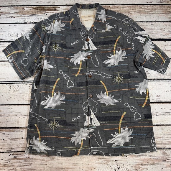 Tommy Bahama Other - Tommy Bahama Hawaiian Islands Crab Shirt‎ Button Up Men's Medium 100% Silk Gray